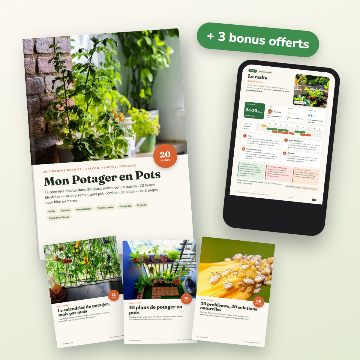 Mon Potager en Pots : le guide des 20 cultures et les 3 bonus